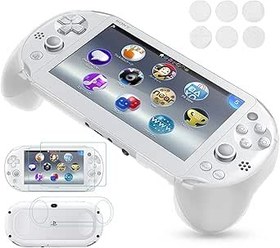 Resim Gorliskl Hand Grip Handle Joypad Protective Case with L2 R2 Trigger Button Grip Shell Controller Protective Case for Sony PlayStation PS Vita 2000 PSV 2000 PS Vita Slim. White 