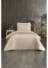 Resim Kapuçino Ipeksi Dokulu Modern Ve Sade Tek Kişilik Yatak Örtüsü Takımı Cappuccino 