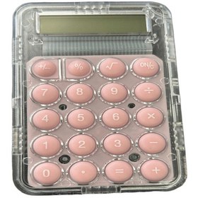 Resim Şeffaf Tasarımlı Mini Hesap Makinesi Pastel Renk Tuşlu Cep Tipi Hesap Makinesi Pembe 