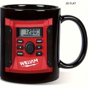 Resim 2D Düz 1 Adet 11oz Bardak Dijital Saat & Müzik Çalar Baskılı Tasarım - Babalar Günü Hediyesi, Erkek Arkadaş Doğum Günü Hediyesi - Siyah & Kırmızı Modern Tasarım, Sadece Elde Yıkanabilir Yeniden Kullanılabilir Kahve Kupası 