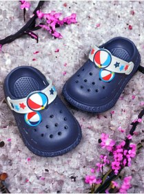 Resim Calx Çocuk Lacivert Renk Top Figürlü Kaydırmaz Ortopedik Sandalet Crocs Terlik 