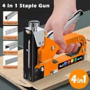 Resim Manuel Zımba Tabancası Seti - Ağır Hizmet 4'ü 1 Arada Çivi Sıkma Makinesi. 1600 ve 800 çivili setler mevcut, elektrik gerektirmez. Ahşap, kumaş, mobilya, çatılık, kanepe, keçe, resim çerçevesi için uygun 