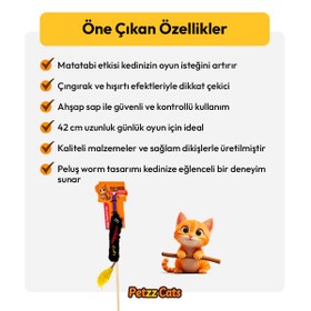 Resim PetzzCats Worm Matatabi ve Çıngırak Sesli Kedi Oltası Oyuncağı Siyah 42 Cm 