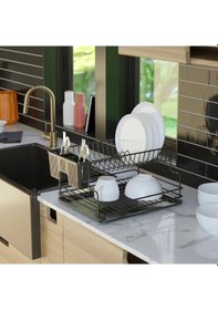 Resim Geseus Home İki Katlı Tabaklık Bulaşıklık Krom Siyah KB005s 