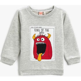 Resim Koton Baskılı Bebek Gri Sweatshirt 3WMB10056TK 