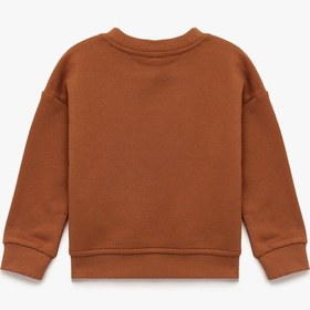 Resim Koton Uzun Kollu Bisiklet Yaka Ayıcık Baskılı Sweatshirt Kahverengi 6smb10111tk Kahve 