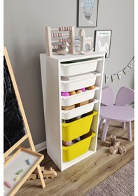 Resim %100 Mdf - Large Mono 6 Sepetli Oyuncak Dolabı Sarı 