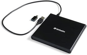 Resim VERBATIM Harici Slimline CD/DVD Yazıcı, USB 2.0, Moblies Sürücü, Nero Burn & Arşiv Yazılımı Dahil, Harici DVD Yazıcı, Harici CD Sürücü, Kompakt Tasarım, Siyah 