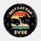 Resim Fizello Vintage Best Cat Dad Ever Tee Black Cat Daddy Father Day Gift Rozet 