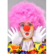 Resim TE Dükkan Buğz Pembe Renk Kıvırcık Bonus Peruk ve Kırmızı Burun Seti 