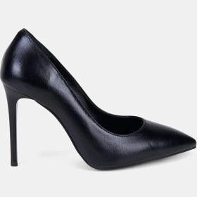 Resim Desa Kadın Siyah Sivri Burunlu Klasik Deri Stiletto 