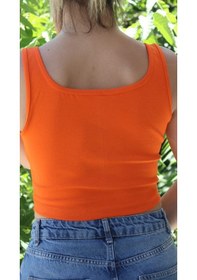 Resim Afri Kadın Turuncu Basic Ribana Atlet Crop Likralı Spor Üst Turuncu 