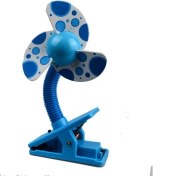 Resim YKD Store Bebek Beşik Arabası Hayranı Mini Taşınabilir Klip Usbcharging Yurt Ofisi Küçük Elektrikli Fan (Mavi) 