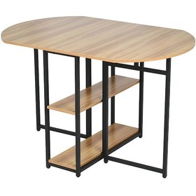 Resim Nona Siyah Metal Açık Kahverengi Katlanır Yemek Masası 