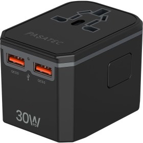 Resim Paşatec Rave Serisi Evrensel Seyahat Adaptörü Pd 30W + Qcx2 - Siyah 