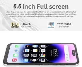 Resim Kilidi Açılmış Akıllı Telefon, 4G Cep Telefonu 6,6 İnç HD Ekran Üç Kart Yuvası 2.4G 5G Çift Bantlı WiFi, Telefon Görüşmesi için 7000mAh Lityum Pil ile (Beyaz) 