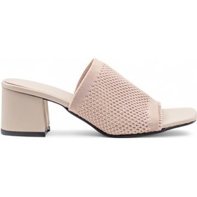 Resim Vivenza Hasırlı Kadın Topuklu Terlik Krem 