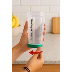 Resim 3 Bıçaklı Shaker Sporcu Içeceği Karıştırıcı Pilsiz Çalışan Pratik El Blender Manuel Kullanımlı 450ML 