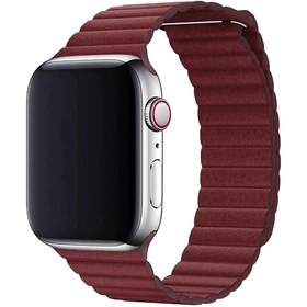 Resim E2M Apple Watch Uyumlu 42-44MM KRD-06 DERI BÜKME BORDO KORDON 