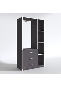 Resim Kenzlife giysi dolabı ökkeş 175*90*40 gri gardırop 3 çekmeceli 