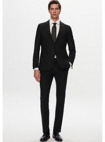 Resim D's Damat Ds Damat Slim Fit Siyah Yünlü Travel Takim Elbise 4he05ob35577m Siyah 