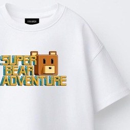 Resim Fasardi Super Bear Adventure Süper Ayı Baskılı Oversize Pamuk Kısa Kollu Unisex Çocuk T-shirt Beyaz 