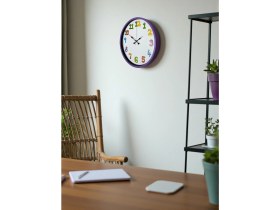 Resim Akıllı Durak 36 cm Mor Çocuk Odası Duvar Saati 