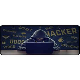 Resim Alkese 70x30 Cm Hacker1 Desenli Dikişli Kaydırmaz Tabanlı Oyuncu Mouse Pad 