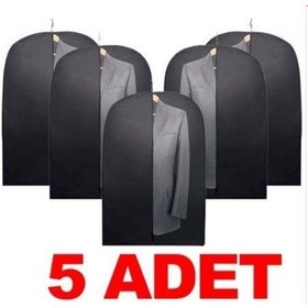 Resim 5 Adet Takım Elbise Kılıfı Koruyucu Kılıf 100x63 Cm Siyah 