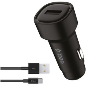 Resim Ttec 1x Usb Girişli 120cm Type C Şarj Kablolu Araç Şarj Cihazı,12/24v Çakmaklık Girişli Akım Korumalı 