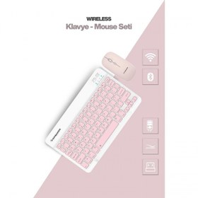 Resim SPRANGE SR-K2 Kablosuz Klavye & Mouse Pembe 