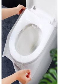 Resim 50 Adet Klozet Kapağı Kılıfı Hijyenik Seyahat Tek Kullanımlık Klozet Wc Örtüsü 