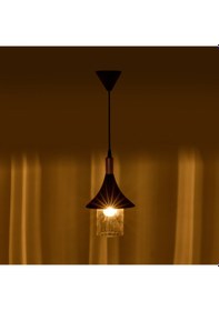 Resim Lighting Gold Detaylı Camlı Metal Sarkıt - Siyah / Altın - 26 Cm Çok Renkli 