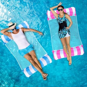 Resim 2 adet Arbolisse 4'ü 1 arada Şişme Su Hamak Hava Yatağı Yetişkinler İçin - Mavi & Turuncu PVC Havuz Şamandırası, 114.3cm x 66.04cm Taşınabilir Plaj & Havuz Şezlongu, Elektrik Gerekmez, 120.2KG Taşıma Kapasitesi, Yetişkinler İçin Yüzgeç 