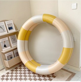 Resim Bebek Yüzme Yuvarlak Havuz Yaz Çocuk Su Oyuncakları Şişme Küvet Sarı Çizgili , Boyut:no.120 Bej 