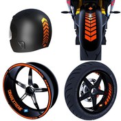 Resim Moto Rider Alev Turuncu İç Dış Jant Şeridi Kask ve Çamurluk 4'lü Sticker Seti Çınar Extreme