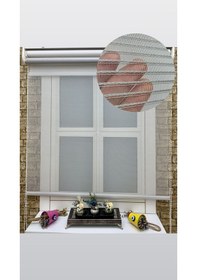 Resim Yeni Sezon 1. Kalite Gri Renk Zincir Desenli Tül Stor Perde 