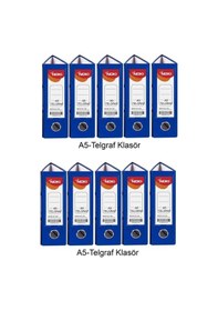 Resim Telgraf Klasör Mavi Geniş A5 Plastik 10 Adet 