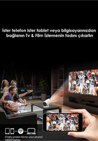 Resim M90 Taşınabilir Sinema Projektörü 1280 * 720P Ev Sineması Bluetooth Android 11 Akıllı Projeksiyon Wifi 