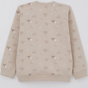 Resim Breeze Kız Çocuk Sweatshirt Kalp Desenli Yazı Baskılı 1.5-5 Yaş, Bej Bej 