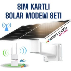 Resim Solar Güneş Enerjili 4g Dış Mekan Wıfı Router Modem Seti 