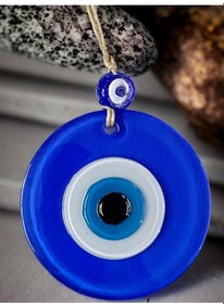 Resim Mini Boy Mavi Nazar Boncuklu Duvar Süsü 10 Cm Cam Duvar Dekoru 