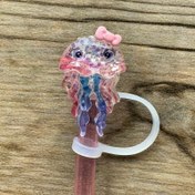 Resim Reçine Jellyfish Su Şişesi Çayır Üstü ile Kalp Vurgu, Yeniden Kullanılabilir Silikon Çayır Kapağı, Sevgililer Günü, Anneler Günü ve Ev Toplantıları için 