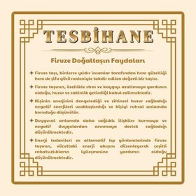 Resim (Tesbihane) Sistemli Gümüş-Firuze İşlemeli Arpa Kesim Erzurum Oltu Taşı Tesbih 