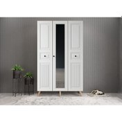 Resim Greta Membran 3 Kapaklı Portmanto Montaj Dahil Meşe Beyaz 120 Cm 