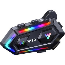Resim Y20 Rgb Işıklı Motosiklet Kask Kulaklığı Bluetooth 5.2 Hifi Ses 25 Saat Pil 