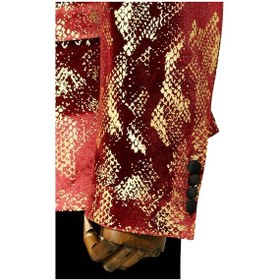 Resim Wessi Dik Yaka Slim Fit Altın Desenli Bordo Balo Ceket - Wessi Bordo 