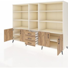 Resim Kronos Dolap 11 Raflı 3 Çekmeceli 4 Kapaklı 220x59x163 Aytaşı-çam Aytaşı-çam 