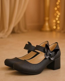 Resim hapshoe Winx Siyah Işıltılı Kelebekli Kız Çocuk Topuklu Ayakkabı 