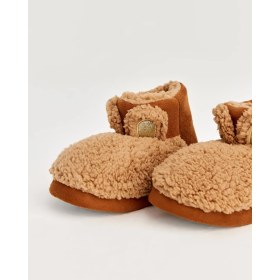 Resim Chirpy MANY Kadın Panduf Hayvan Figürlü Krem Renkli Tekstil Malzemeden Düz Topuklu Ev Ayakkabısı 